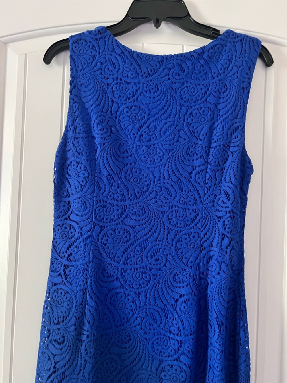 Jessica Howard Women’s Size 8 Blue Paisley Lace Sleeveless Crochet Shift Dress - Picture 5 of 11